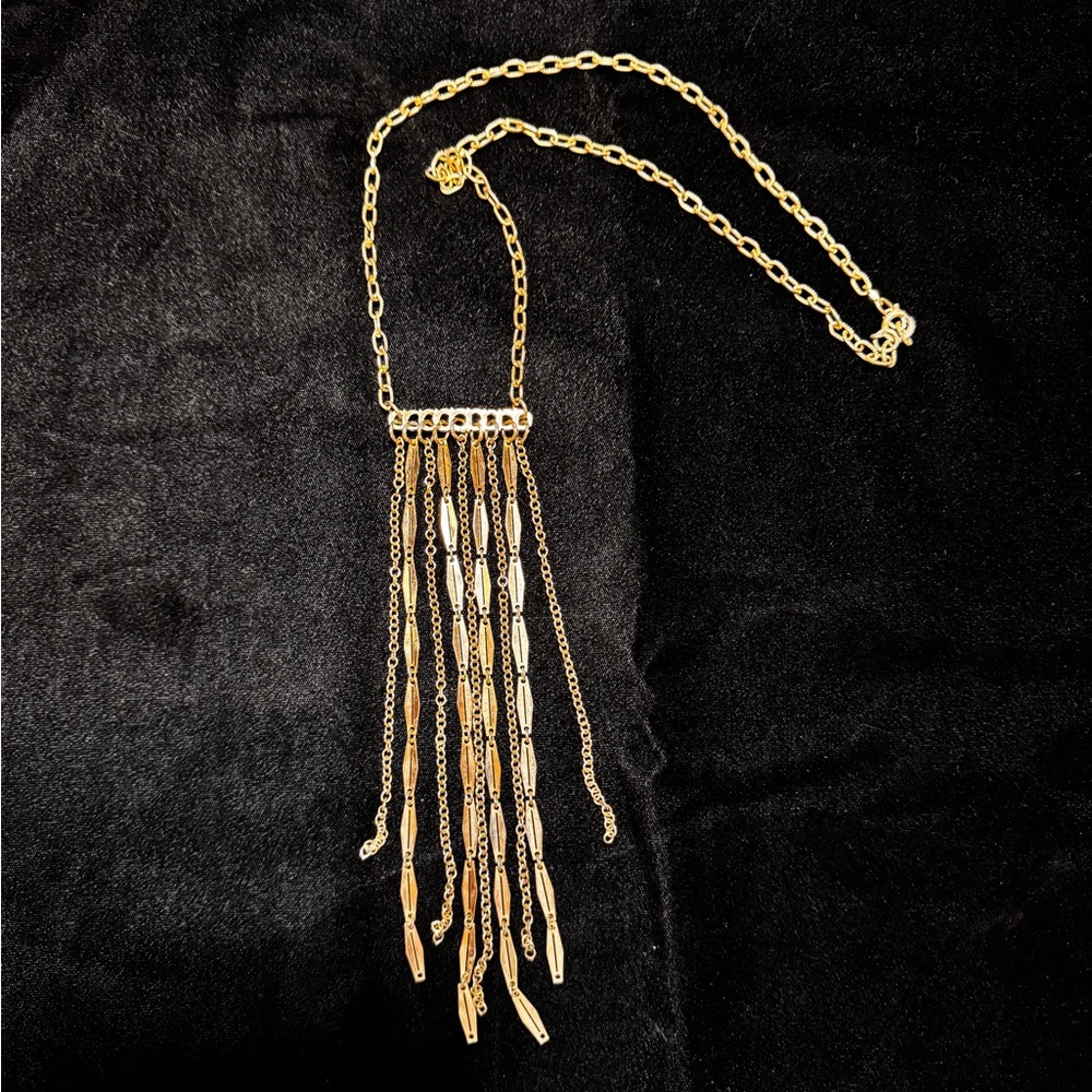 Gold-toned Fringe Necklace